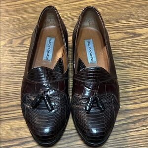 Stacy Adams Dark Brown Snake Skin Textured Loafers Size 10 M